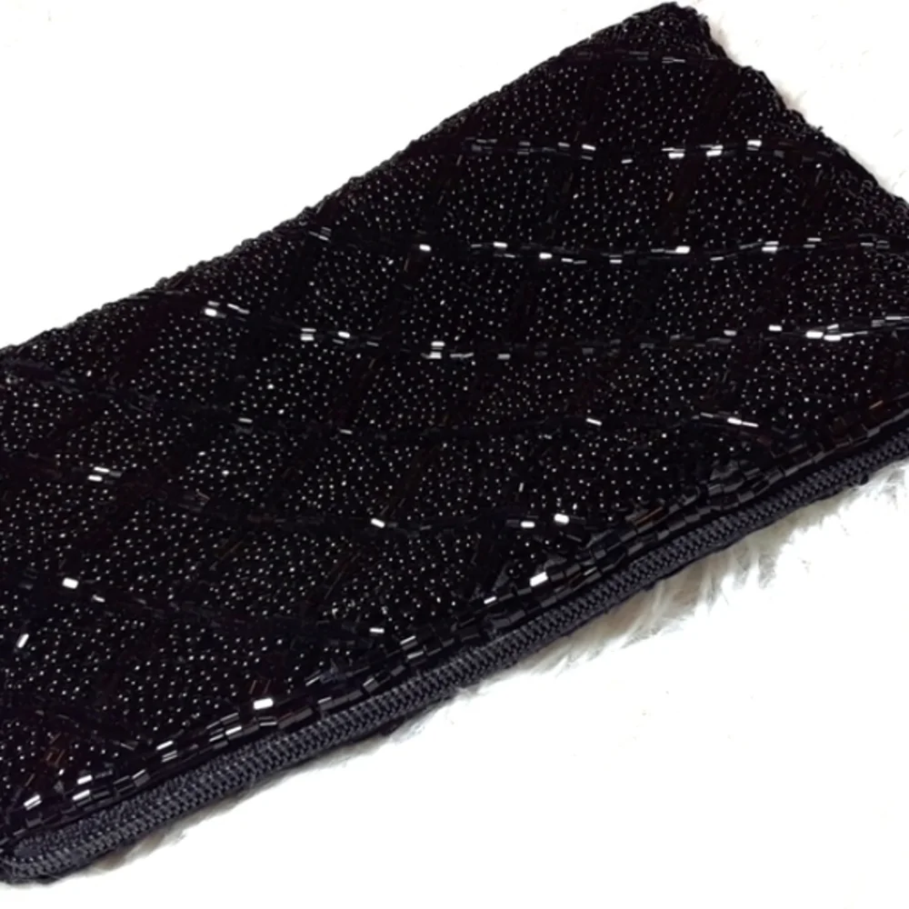 Vintage Lancome Cross Beaded Cosmetic Clutch Bag
